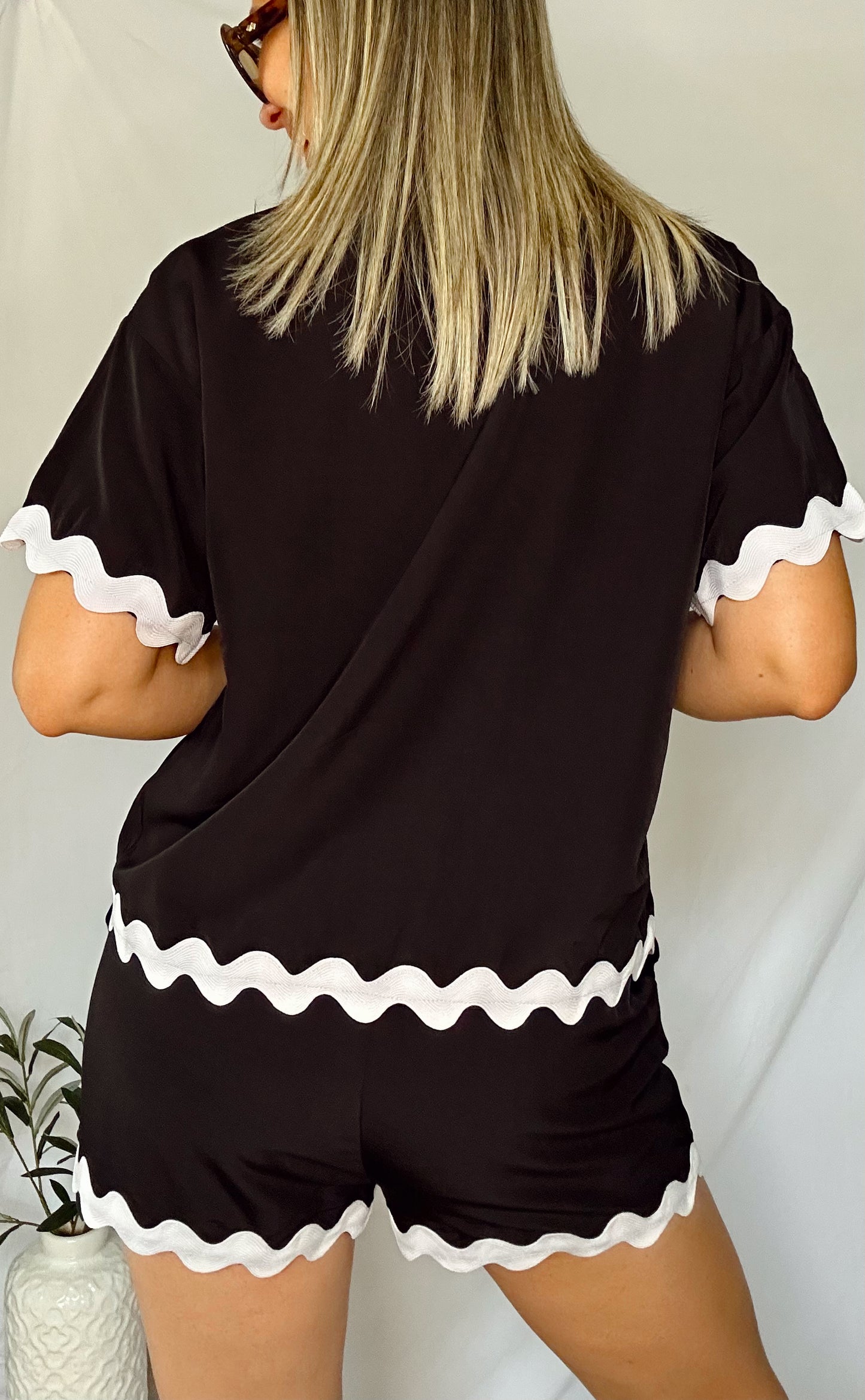 Sabrina Trim Black Top