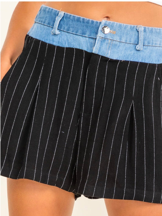 Denim and Stripes Shorts