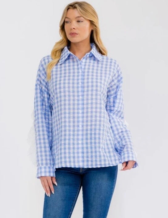 Blue Plaid Top