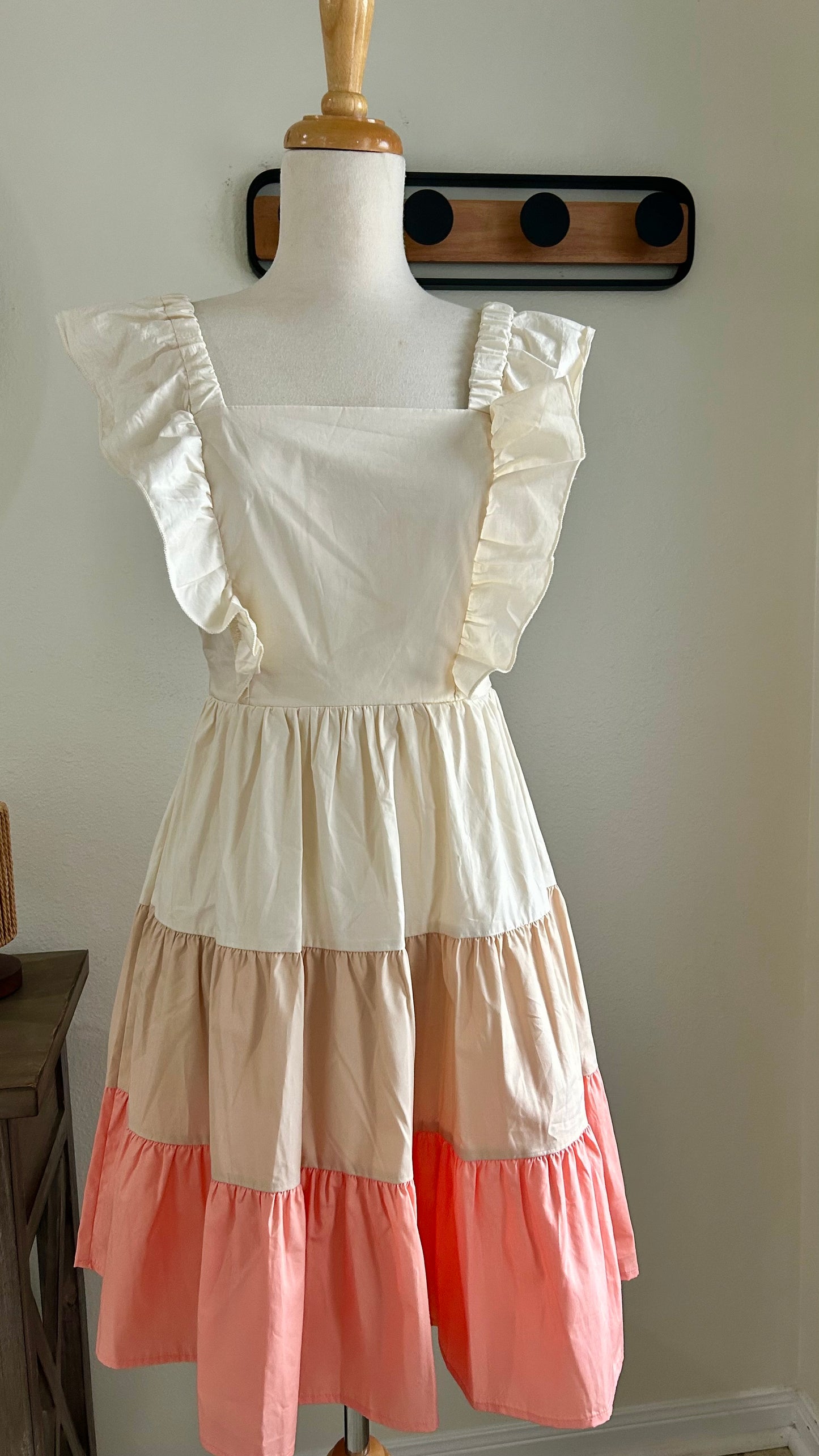 Coral color block Dress