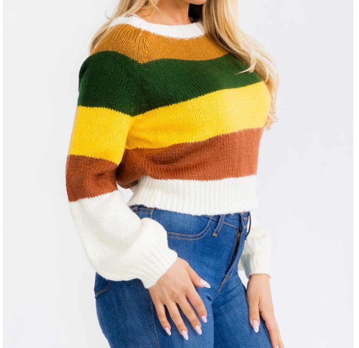 Pullover Colorblock Stripes Knit Sweater