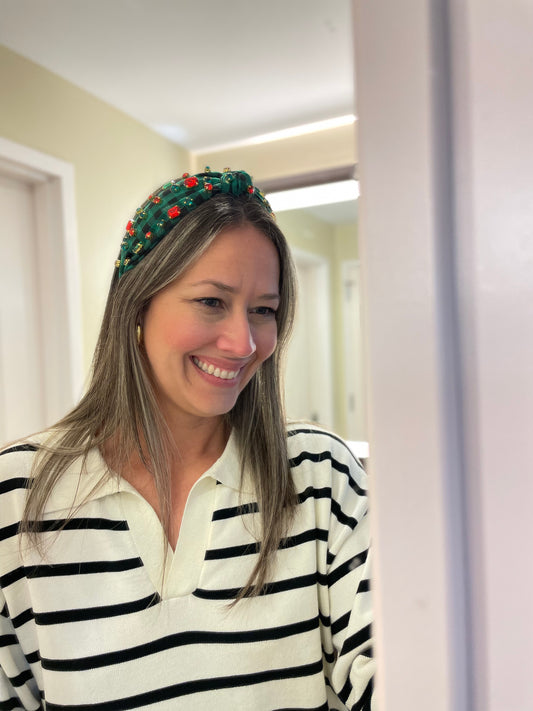 Rhinestone Green Christmas Headbands