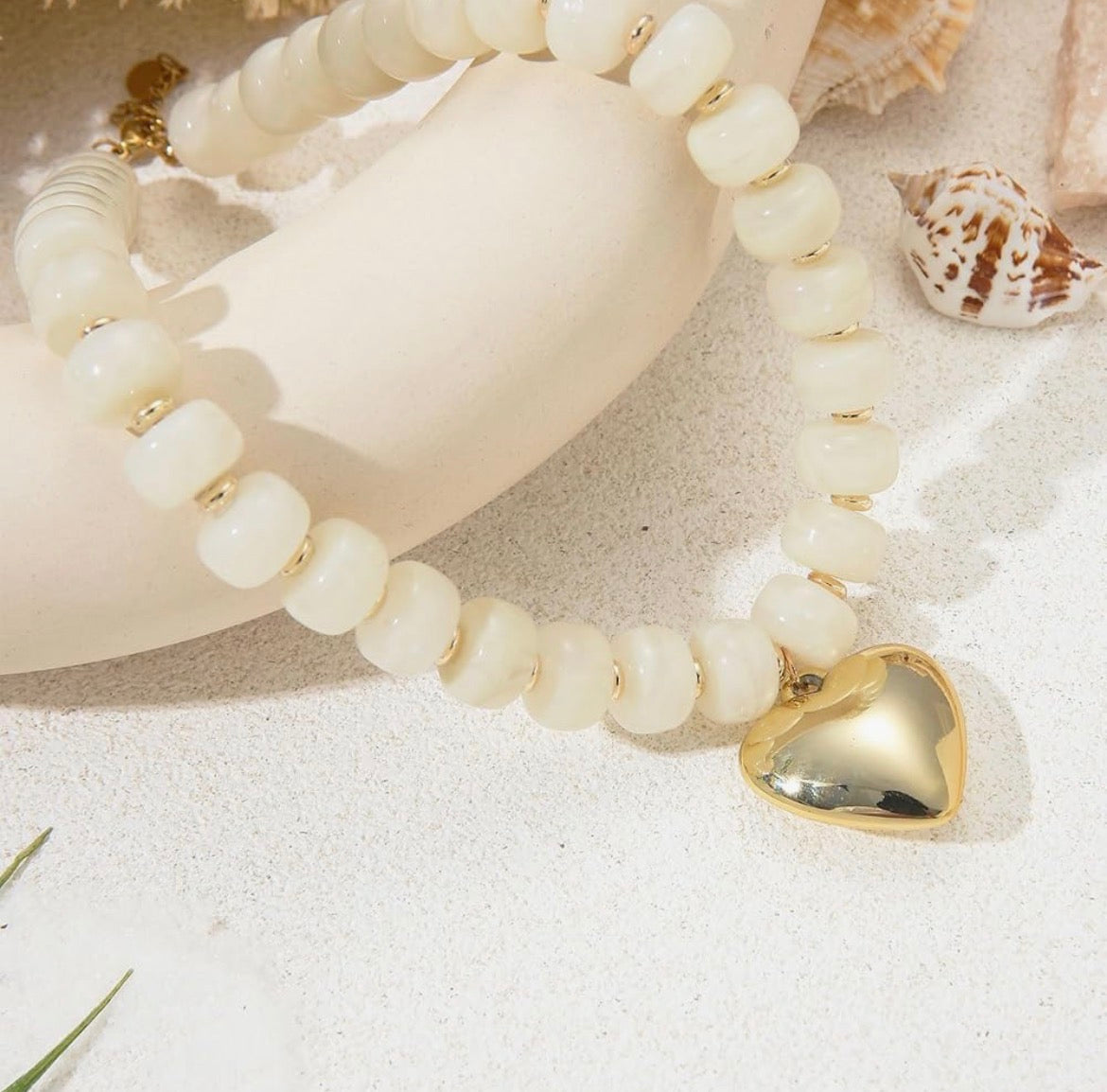 Gold Heart Beaded Necklace