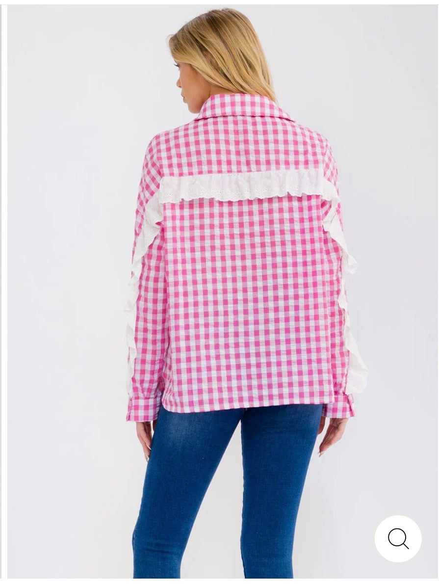 Pink Plaid Top