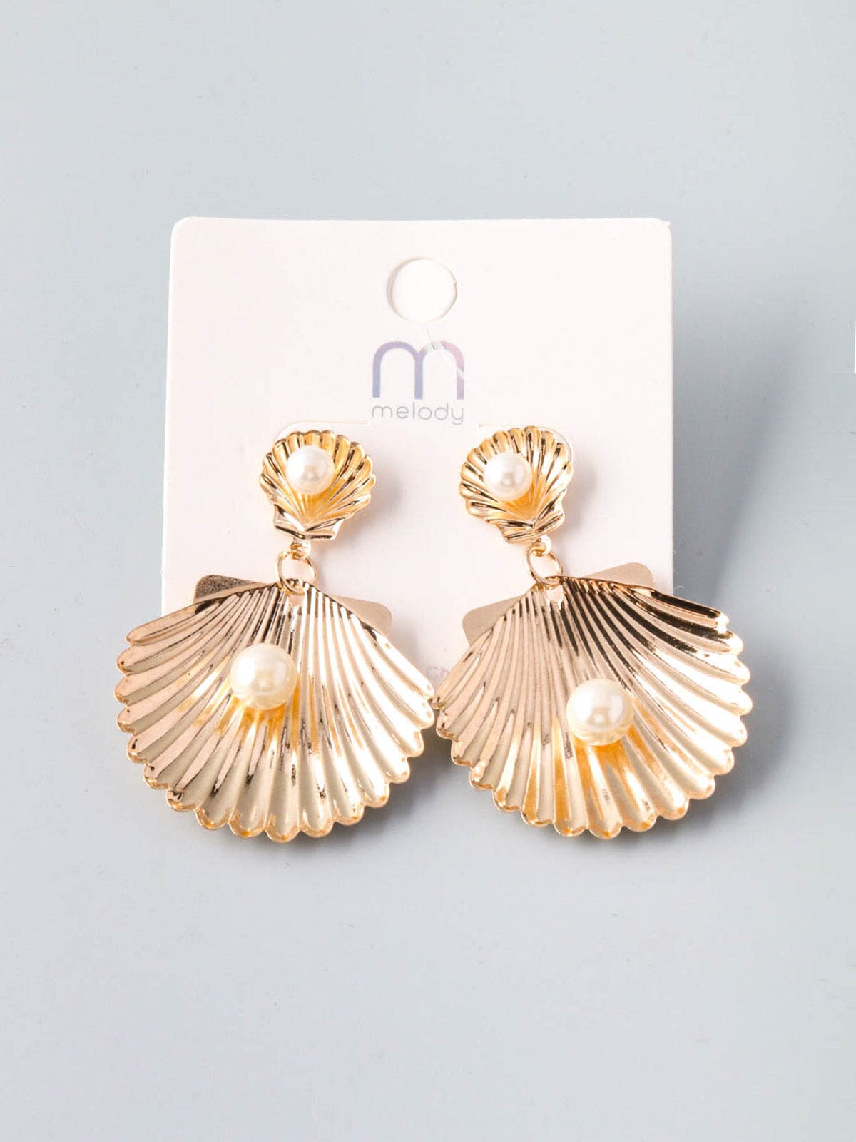 Shell Pearl Gold Earrings