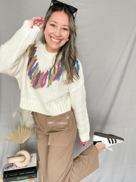 Multicolors Tassel Ivory sweater