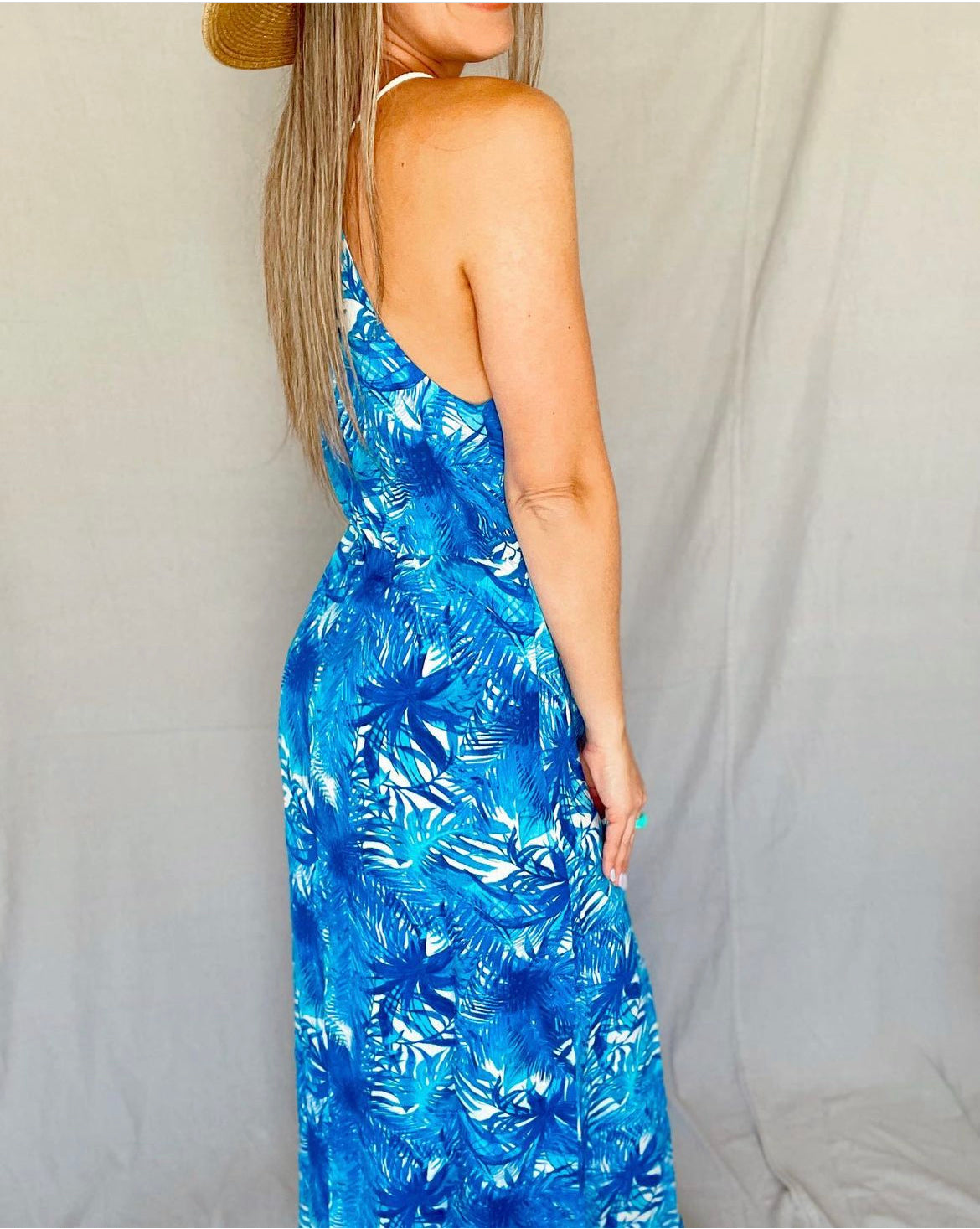 Blue Leaf Maxi Dress