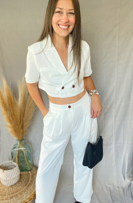 Ivory Wide Leg Pants