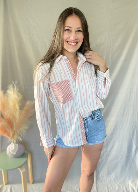 Eva Button Up Stripes Top