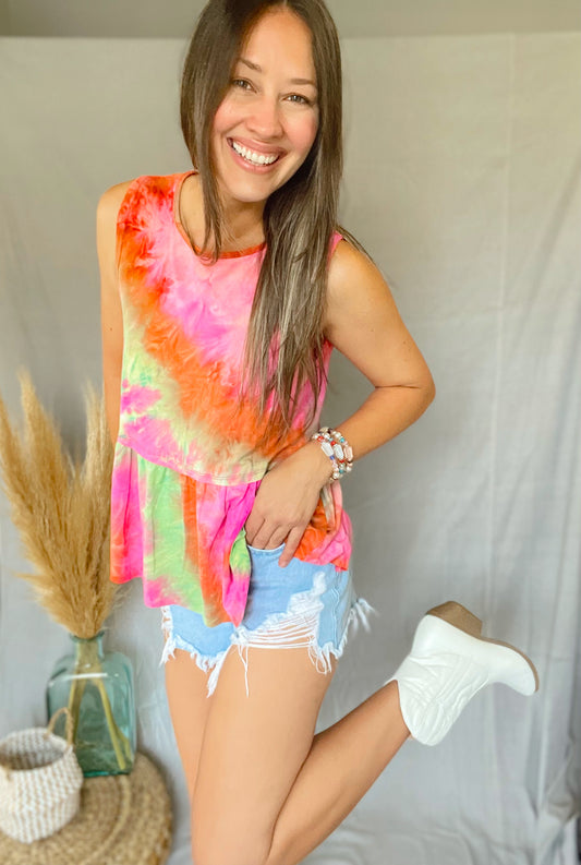 Tie Dye Pink Tank Top