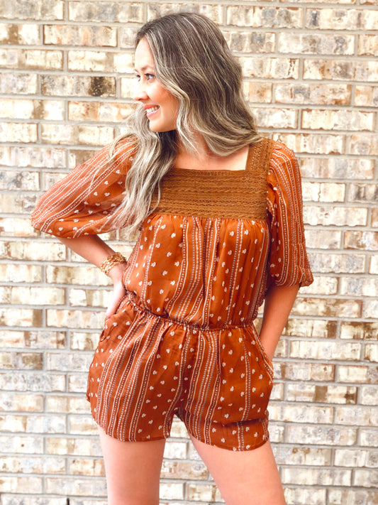 Sasha Camel Print Romper