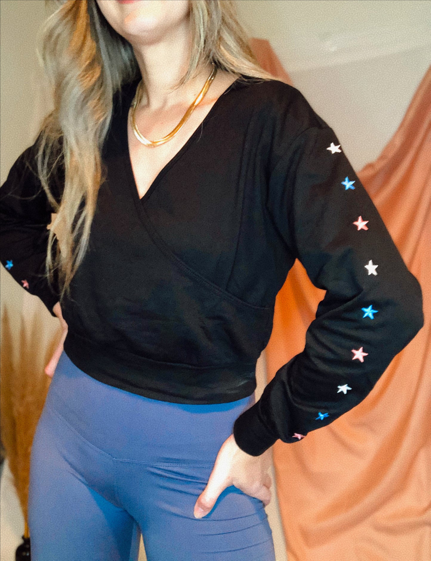 Black Star Crop Sweatshirt