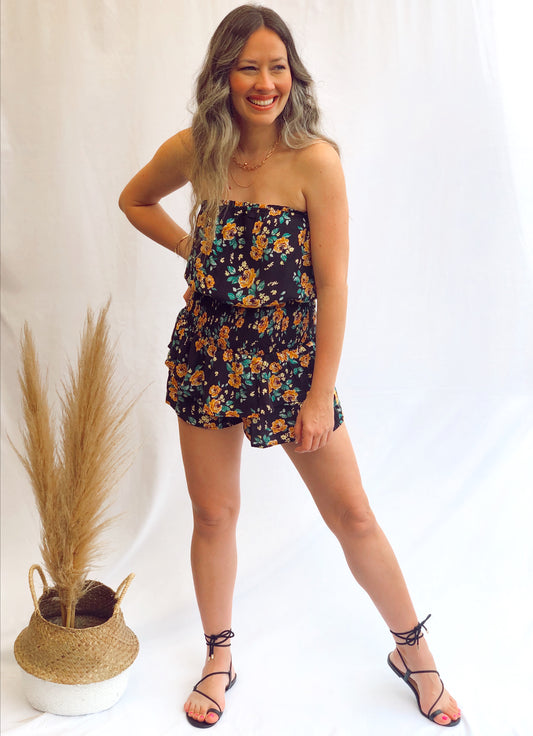 Black Floral Romper