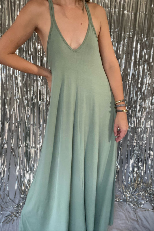 Sage Spaghetti Maxi Dress