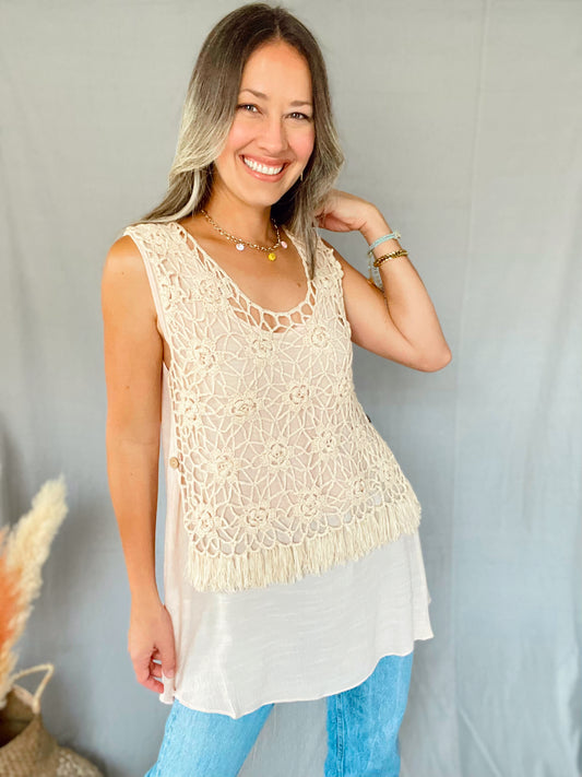 Nelly Peach Crochet Top