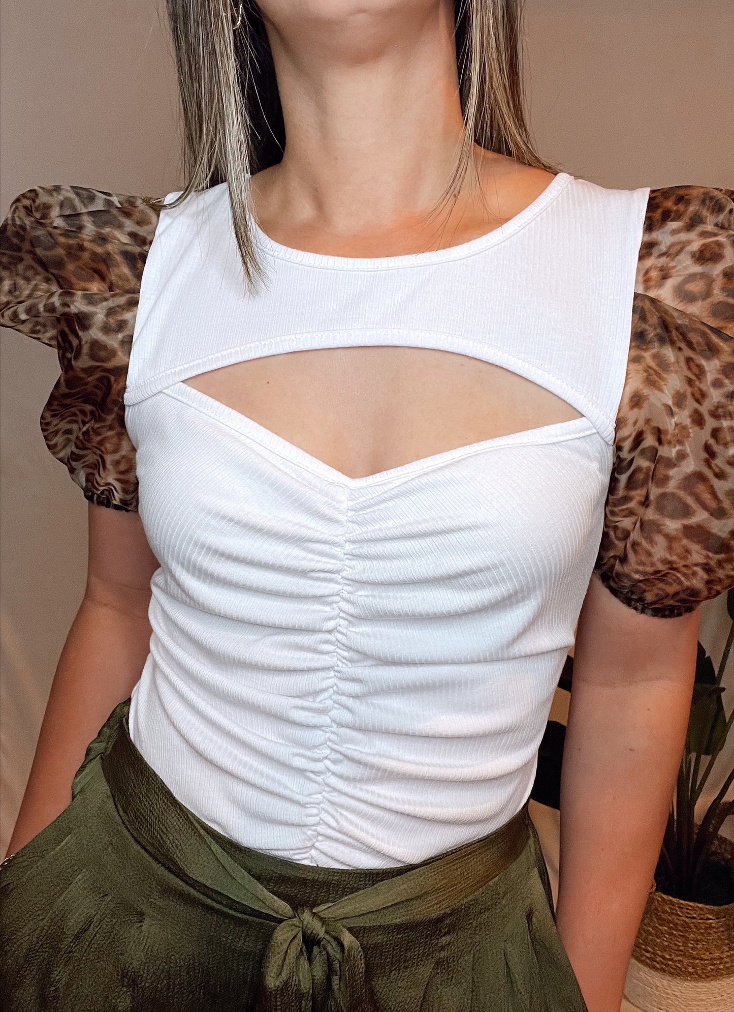White Cut-Out Top
