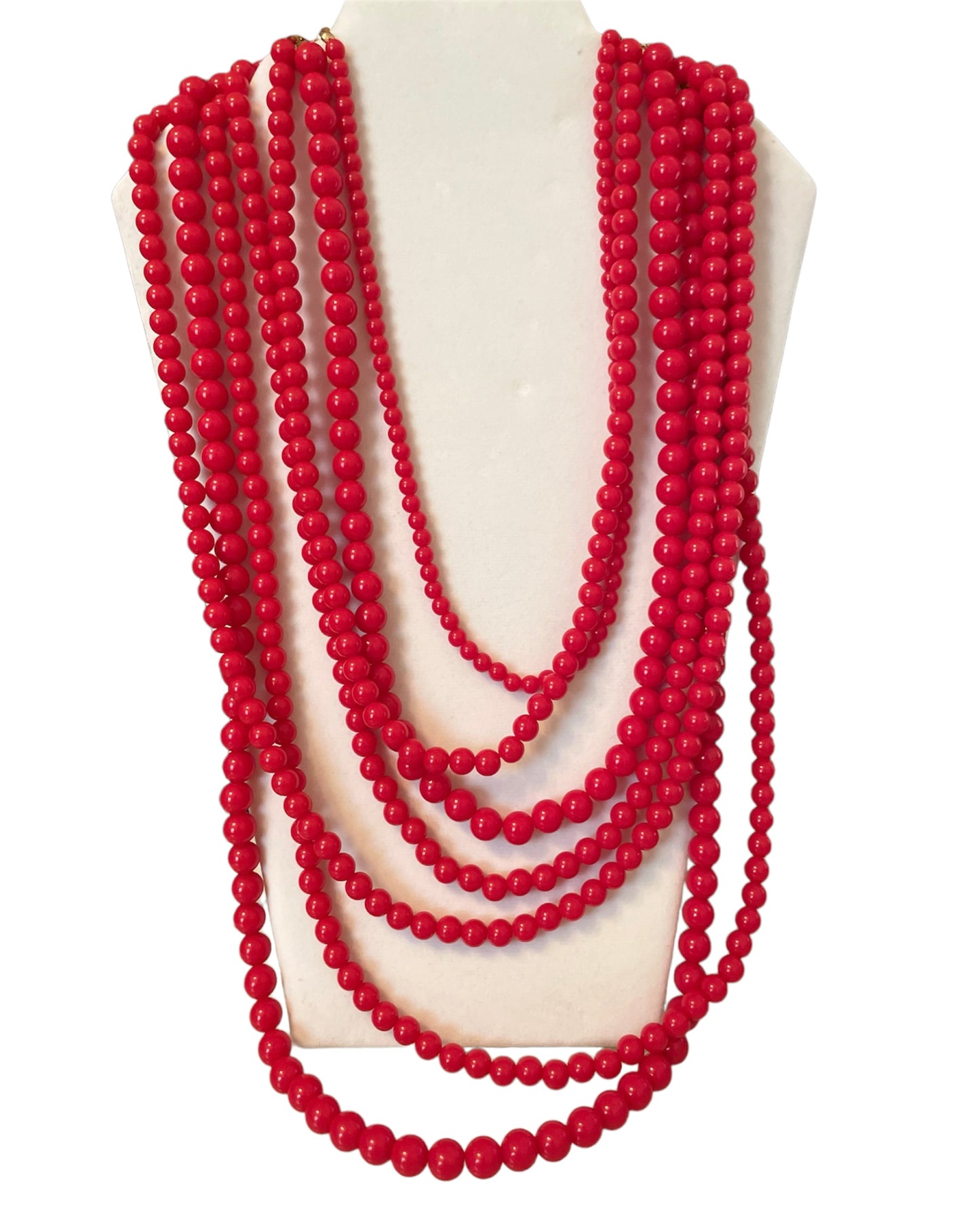 Multilayer Acrylic Red Necklace & Earrings Set