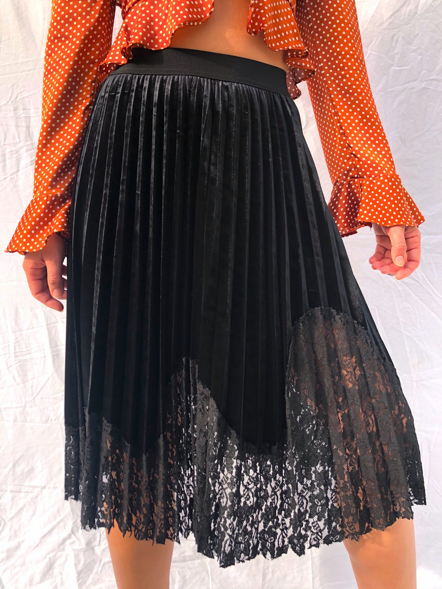 Logan Black Velvet Skirt